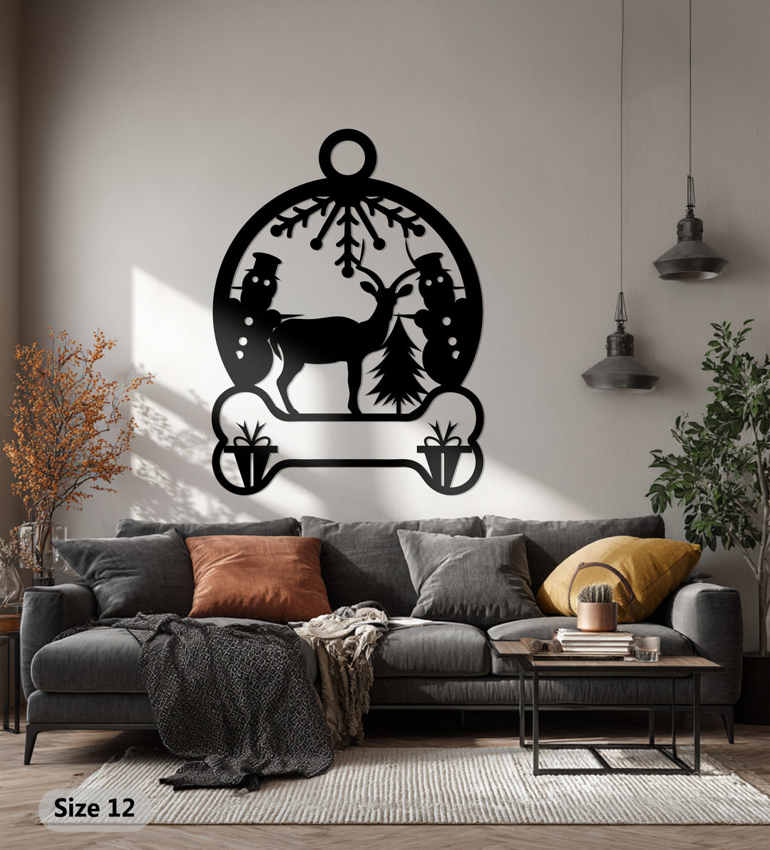Snowland Serenity – Reindeer & Snowman Metal Wall Art