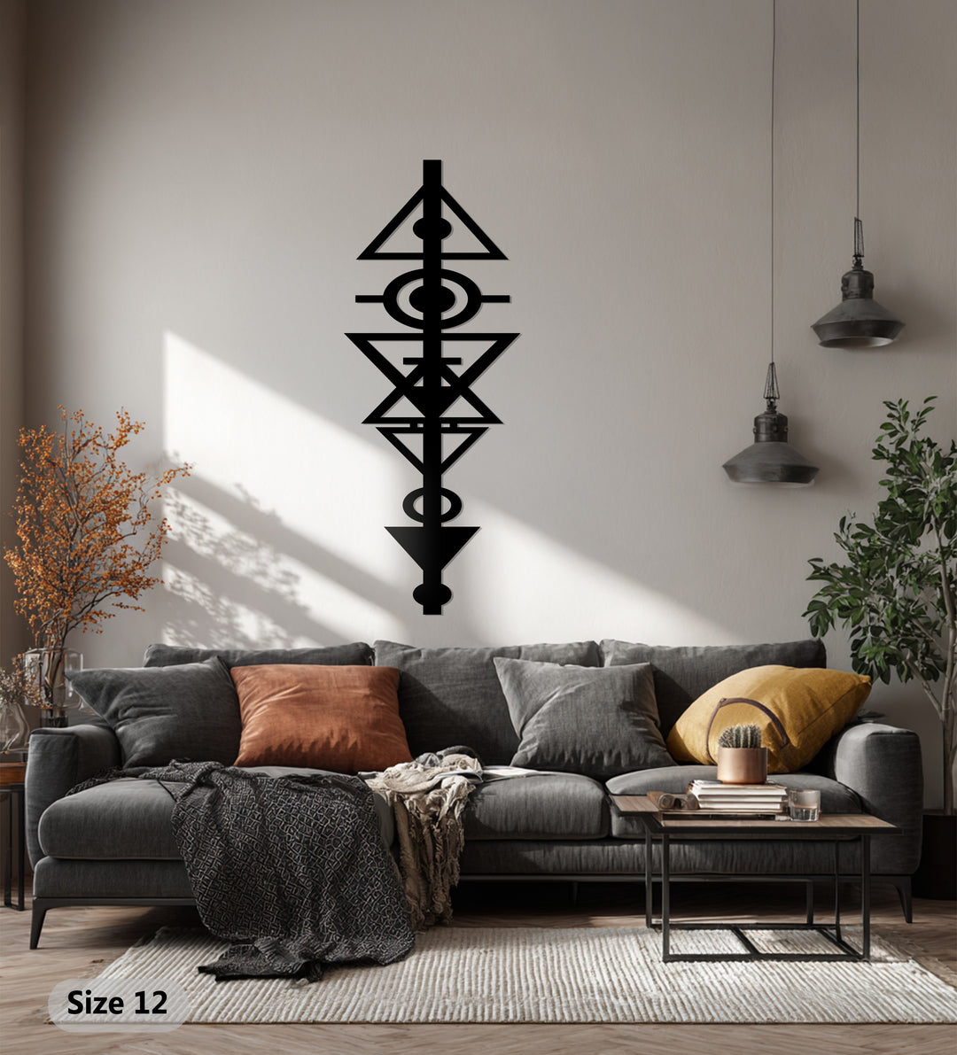 Geometric Tribal Symbol – Modern Abstract Metal Wall Art