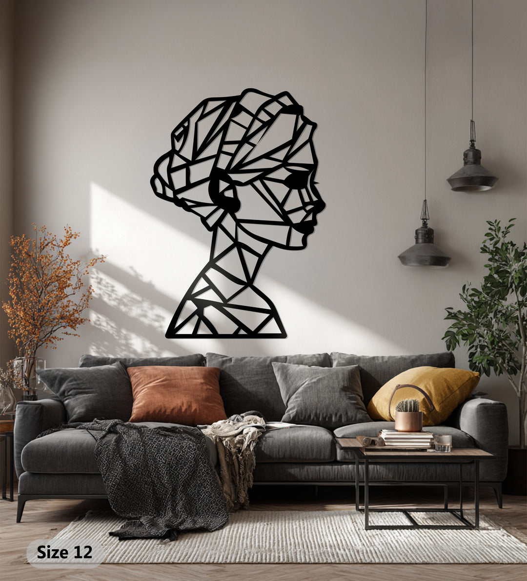 Geometric Lady Silhouette – Modern Abstract Metal Wall Art