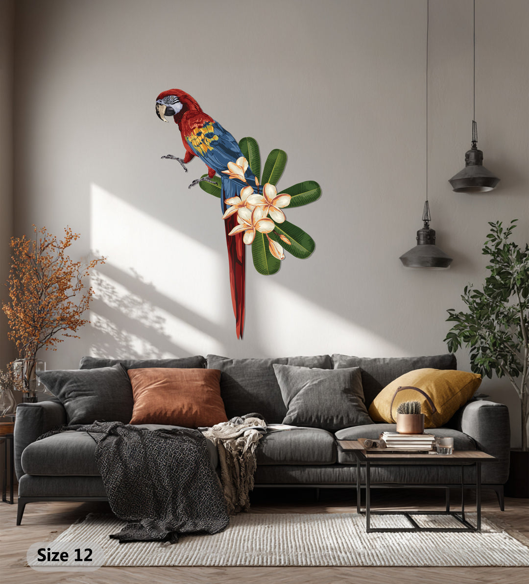 Tropical Parrot Metal Wall Art – Exotic Bird & Flower Design
