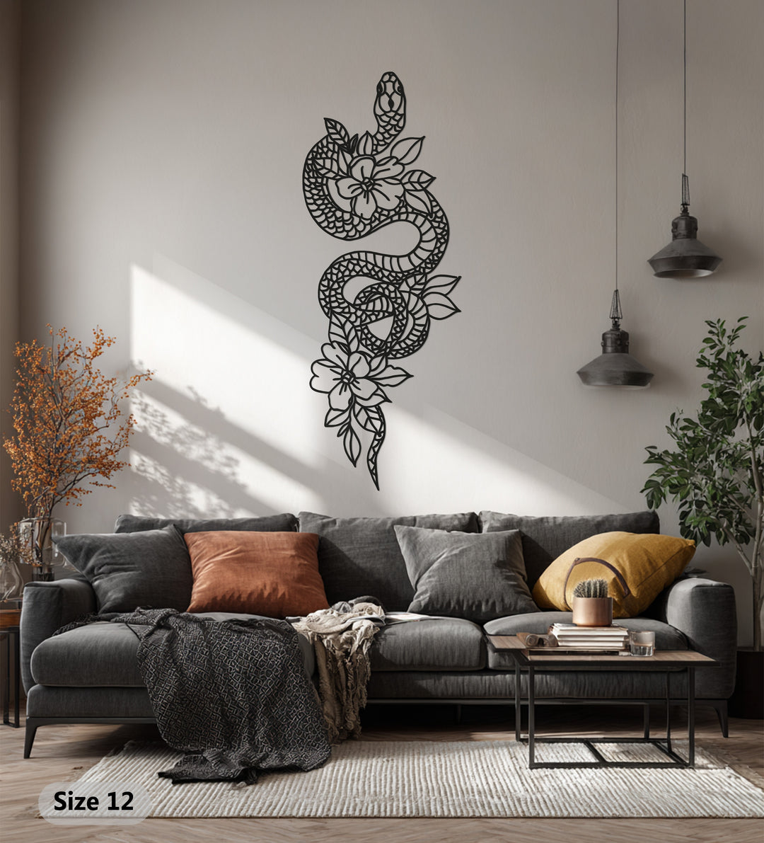 Snake & Floral Metal Wall Art – Nature Inspired Design