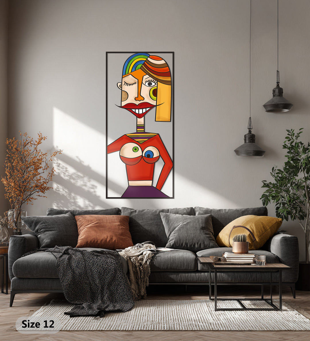 Abstract Woman Metal Wall Art – Picasso Inspired Colorful Decor