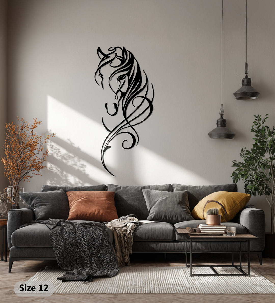 Graceful Horse Silhouette Metal Wall Art – Elegant Equine Line Design
