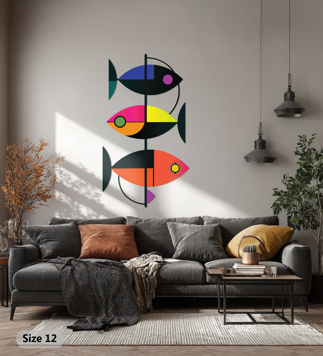 Geometric Fish Metal Wall Art – Modern Abstract Ocean-Inspired Decor