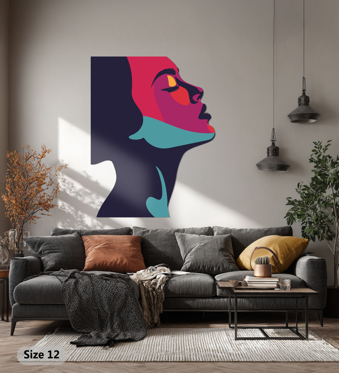 Abstract Woman Silhouette Metal Wall Art – Modern Colorful Decor