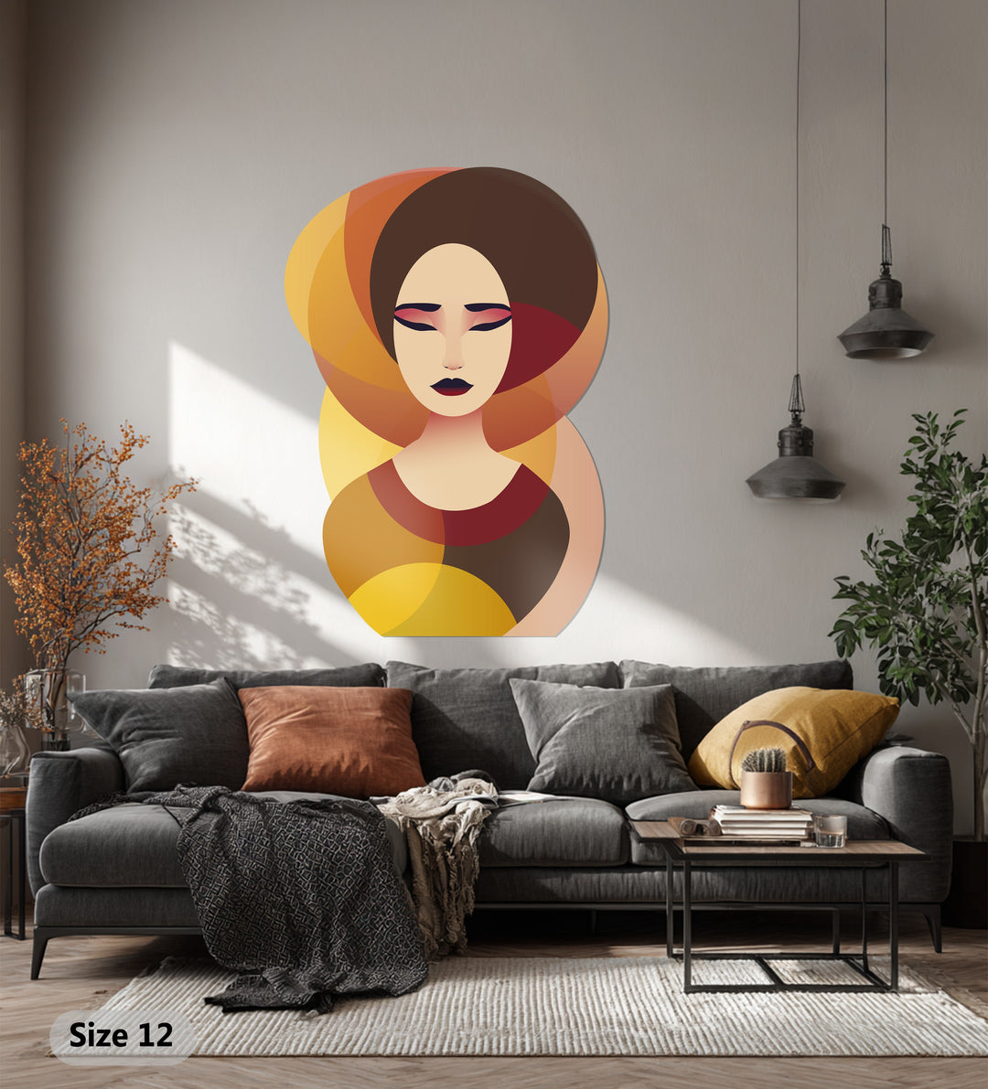 Serene Woman Face Metal Wall Art – Elegant Abstract Portrait Home Decor
