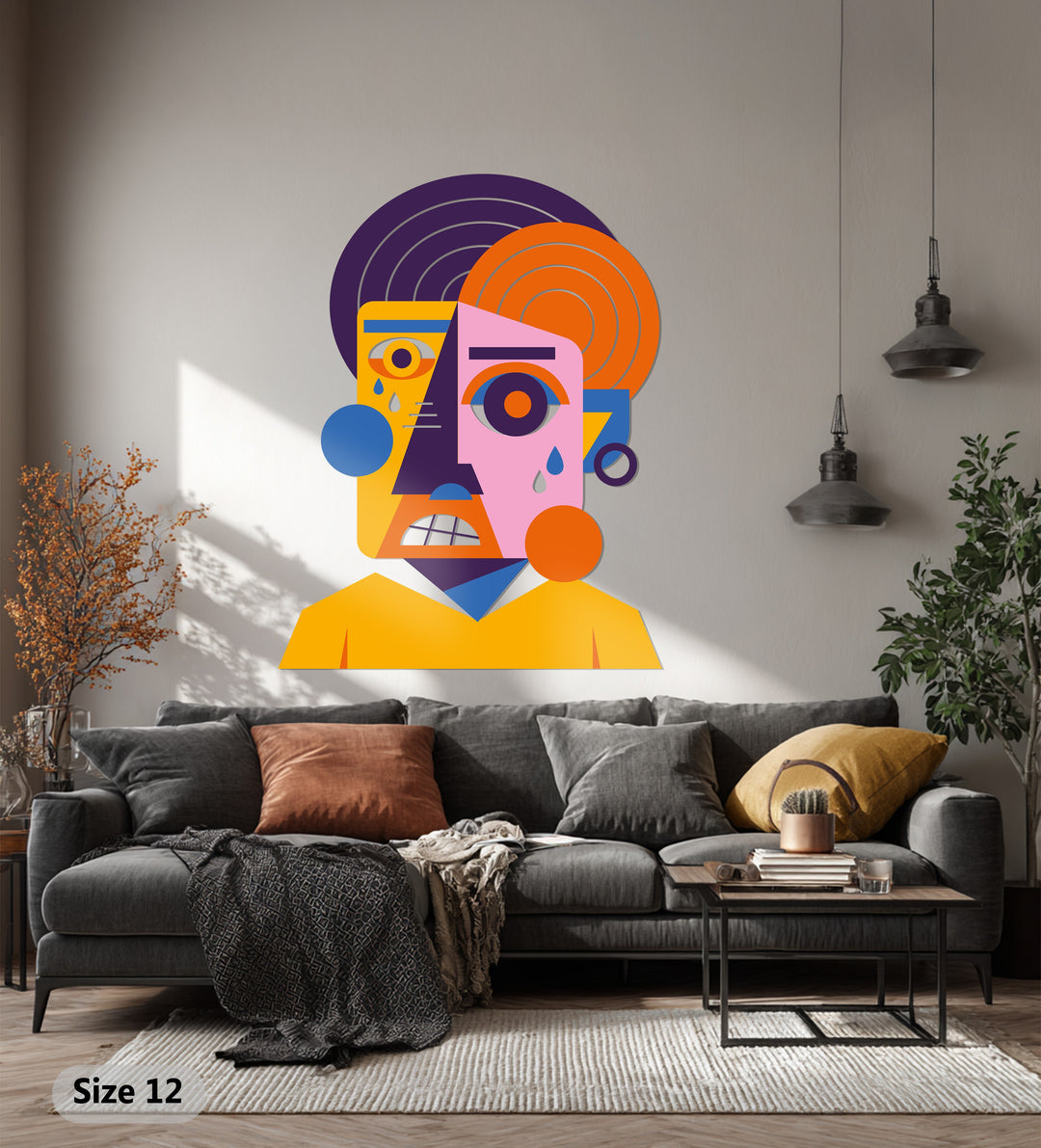 Colorful Abstract Face Metal Wall Art – Cubist Home Decor
