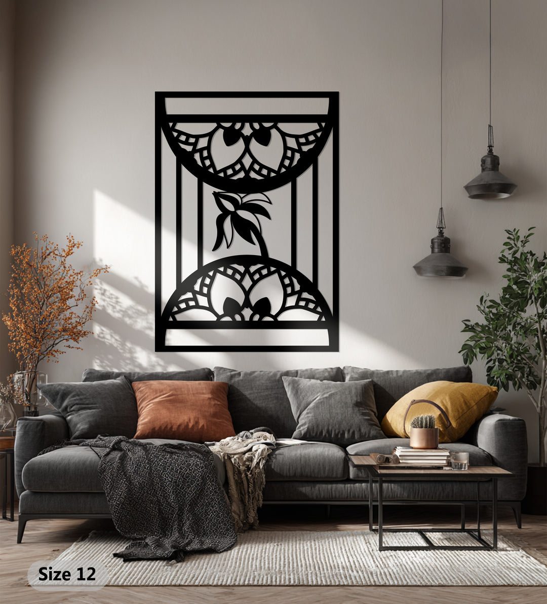 أزهار آرت ديكو – زخارف نباتية هندسية فن جداري معدني