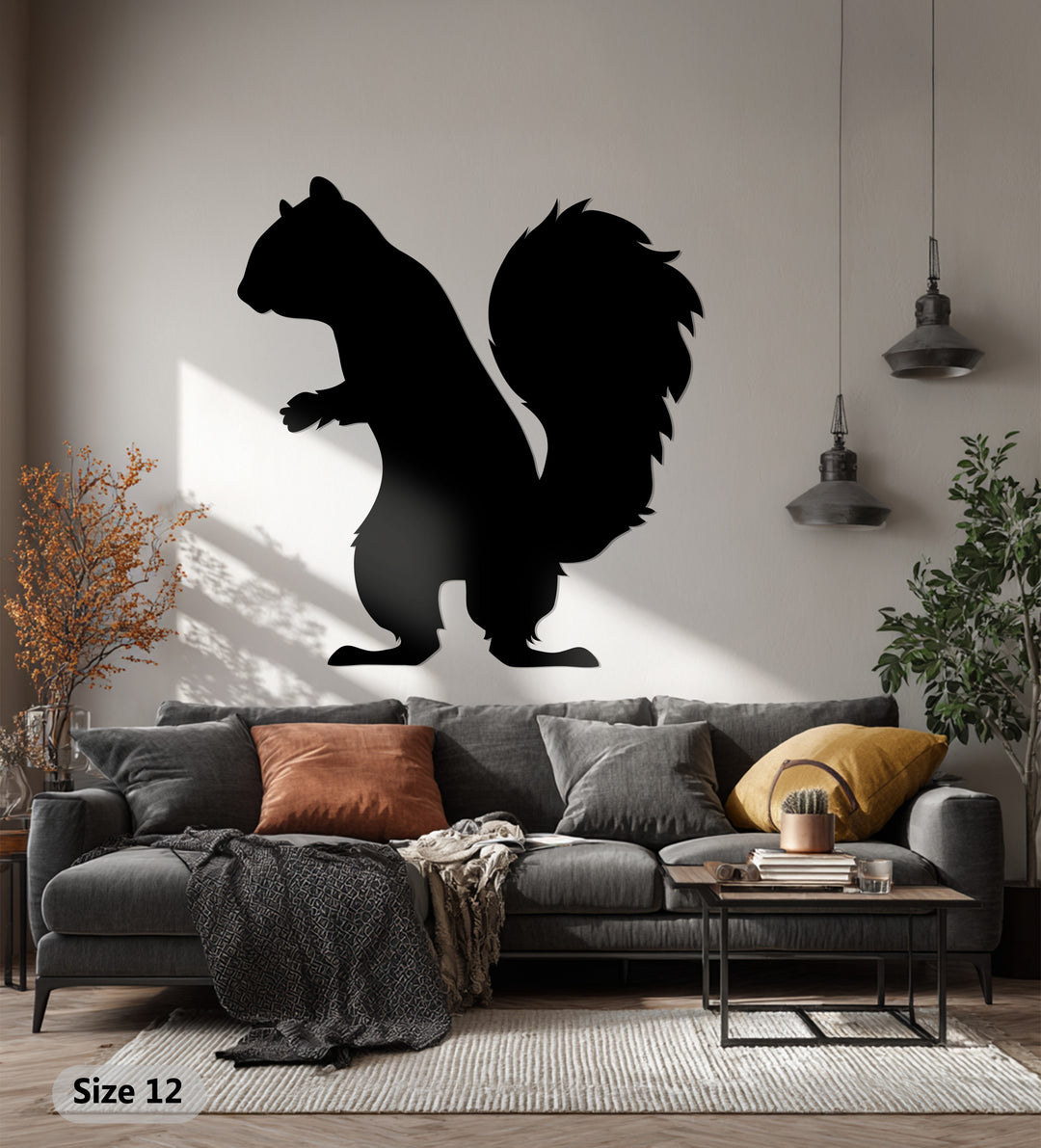 Squirrel Metal Wall Art – Woodland Animal Silhouette Décor