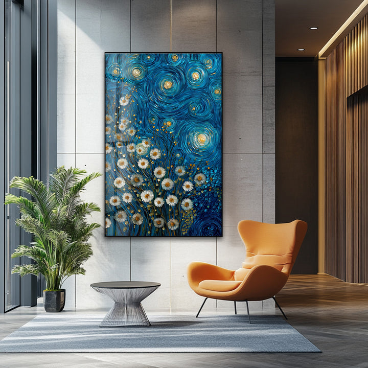 Starry Blossoms – Glass Wall Art