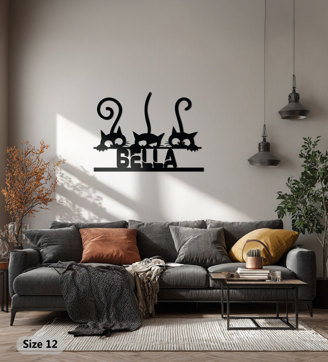 Hugo Cat Trio Metal Wall Art – Personalized Pet Lover Home Decor