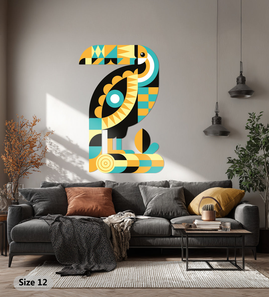Geometric Toucan Metal Wall Art – Modern Tropical Decor