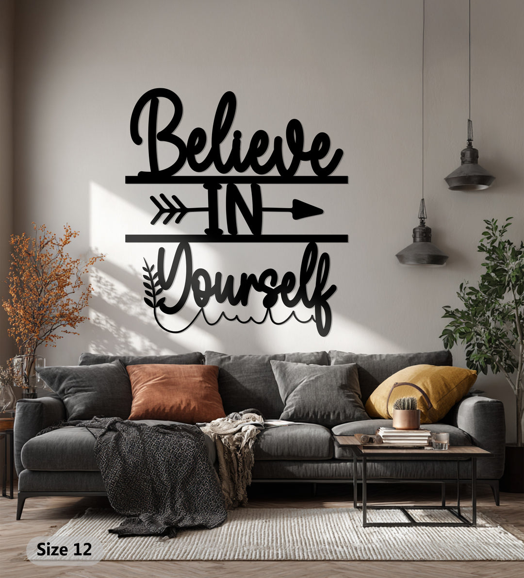 Believe in Yourself Metal Wall Art – Inspirational Quote Wall Decor