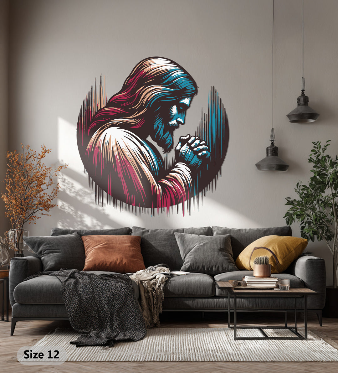 Jesus Praying Metal Wall Art – Sacred Spiritual Home Decor