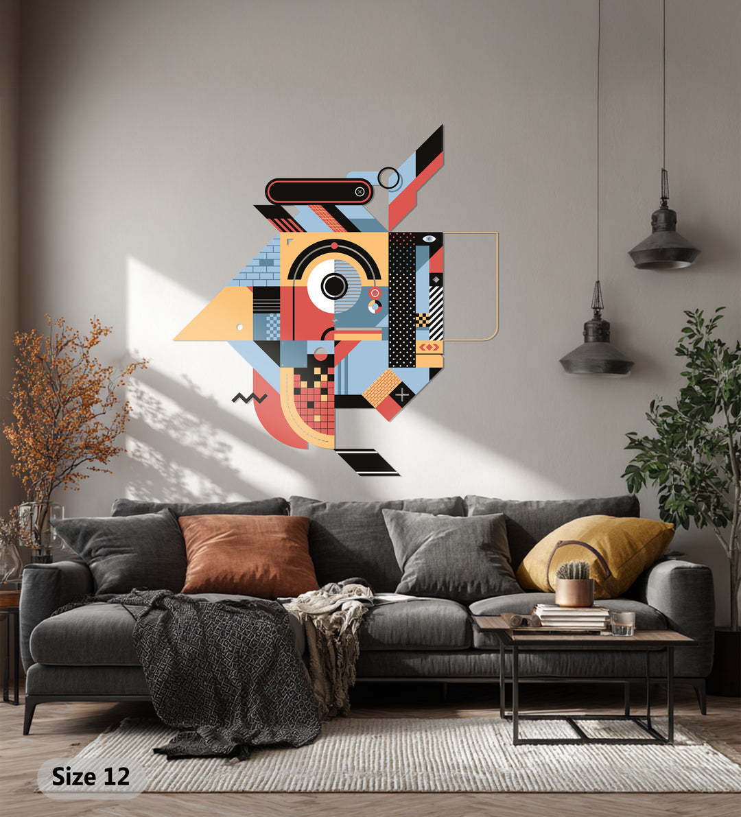 Geometric Bird Metal Wall Art – Colorful Modern Abstract Home Decor