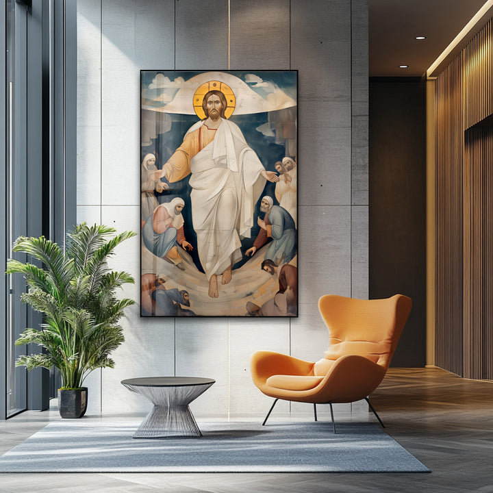 Resurrected Glory – Byzantine Jesus Glass Wall Art