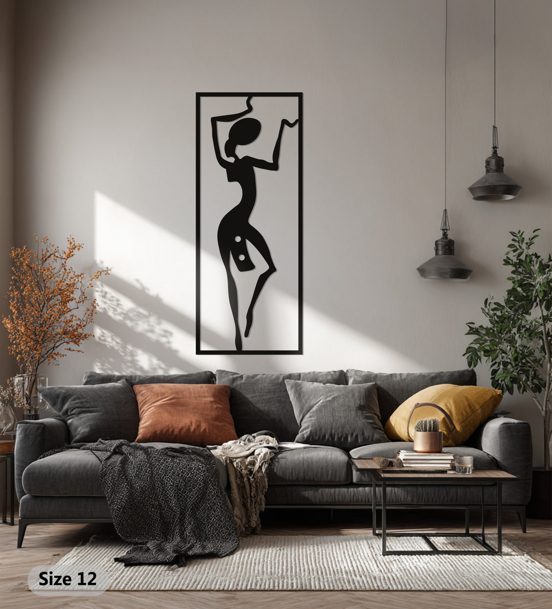African Tribal Dancer Metal Wall Art – Black Wall Sculpture