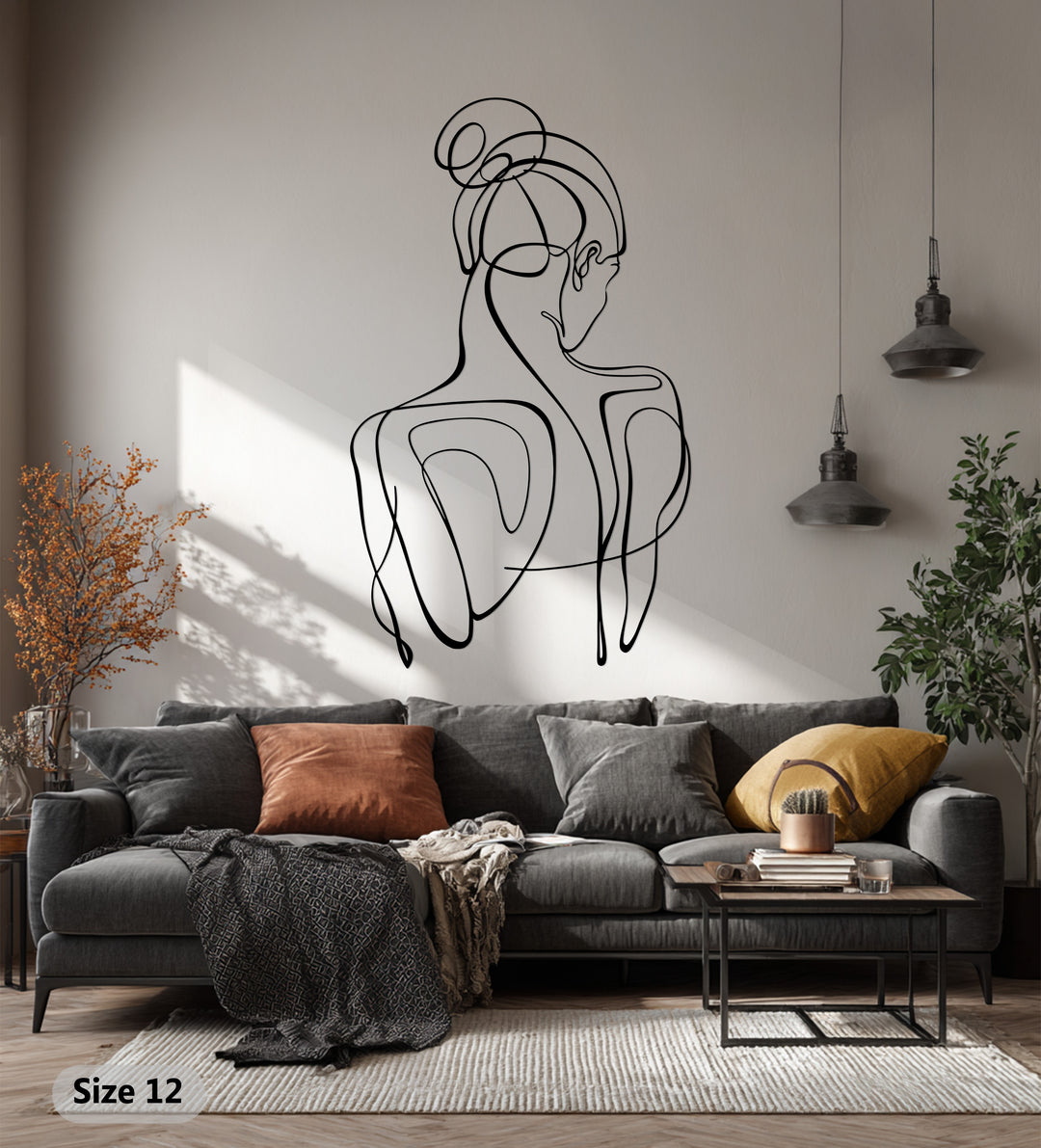 Abstract Woman Metal Wall Art – Minimalist Line Silhouette