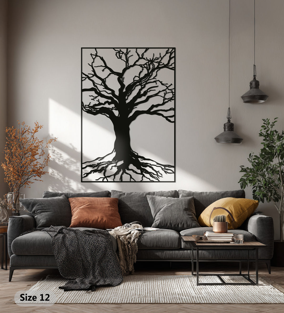 Tree Silhouette Metal Wall Art – Black Nature Wall Sculpture