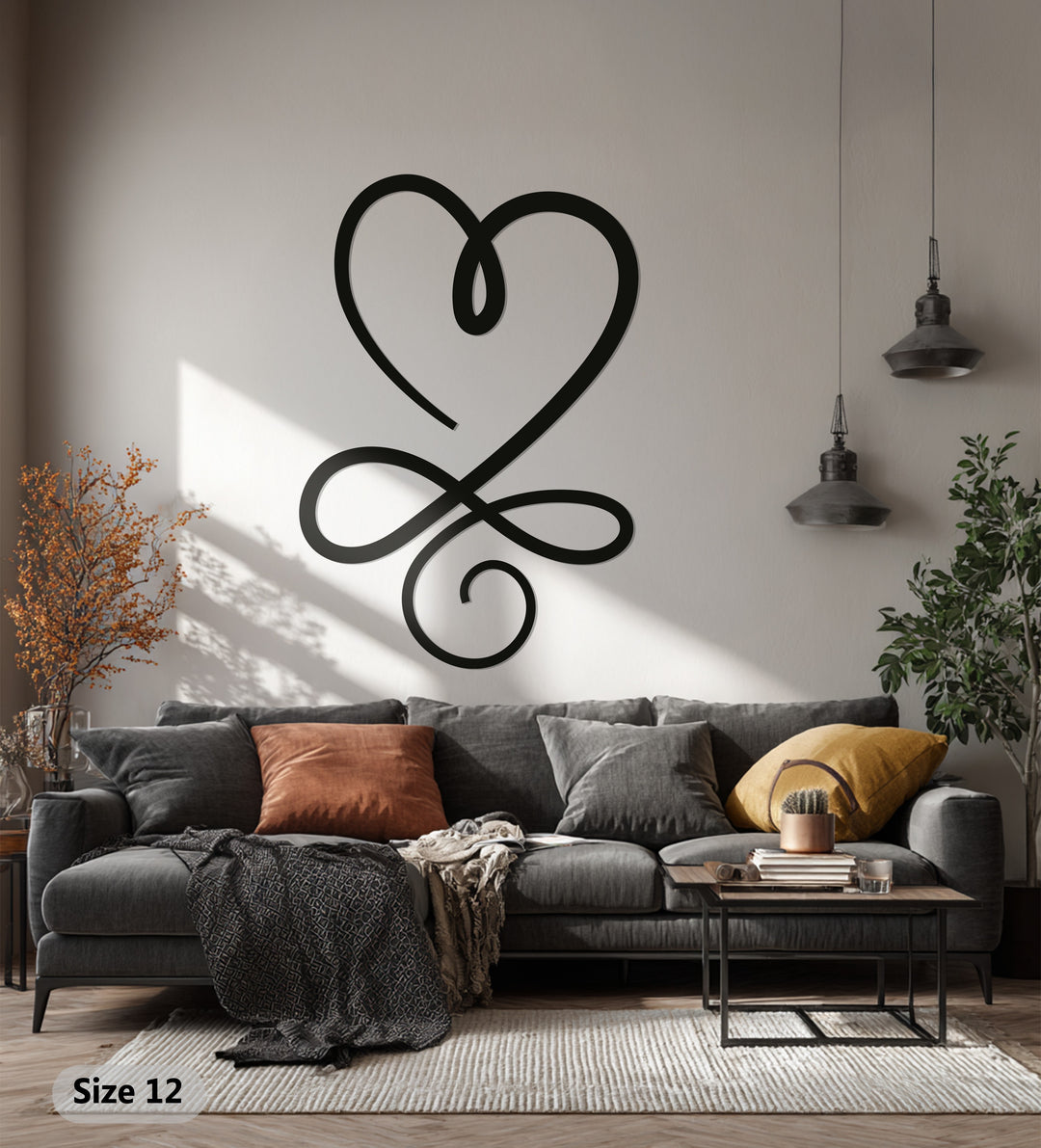 Eternal Love Heart – Minimalist Infinity Metal Wall Art