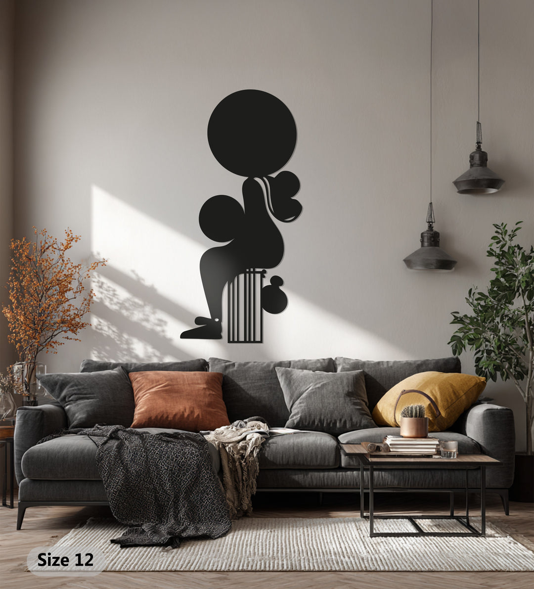 Sitting Woman Silhouette Metal Wall Art – Black Wall Sculpture
