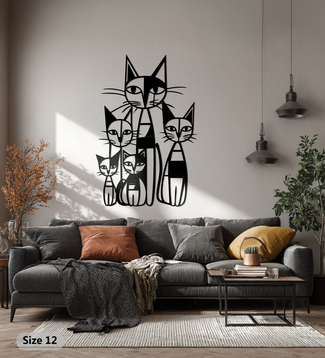 Abstract Cat Family – Modern Metal Wall Art