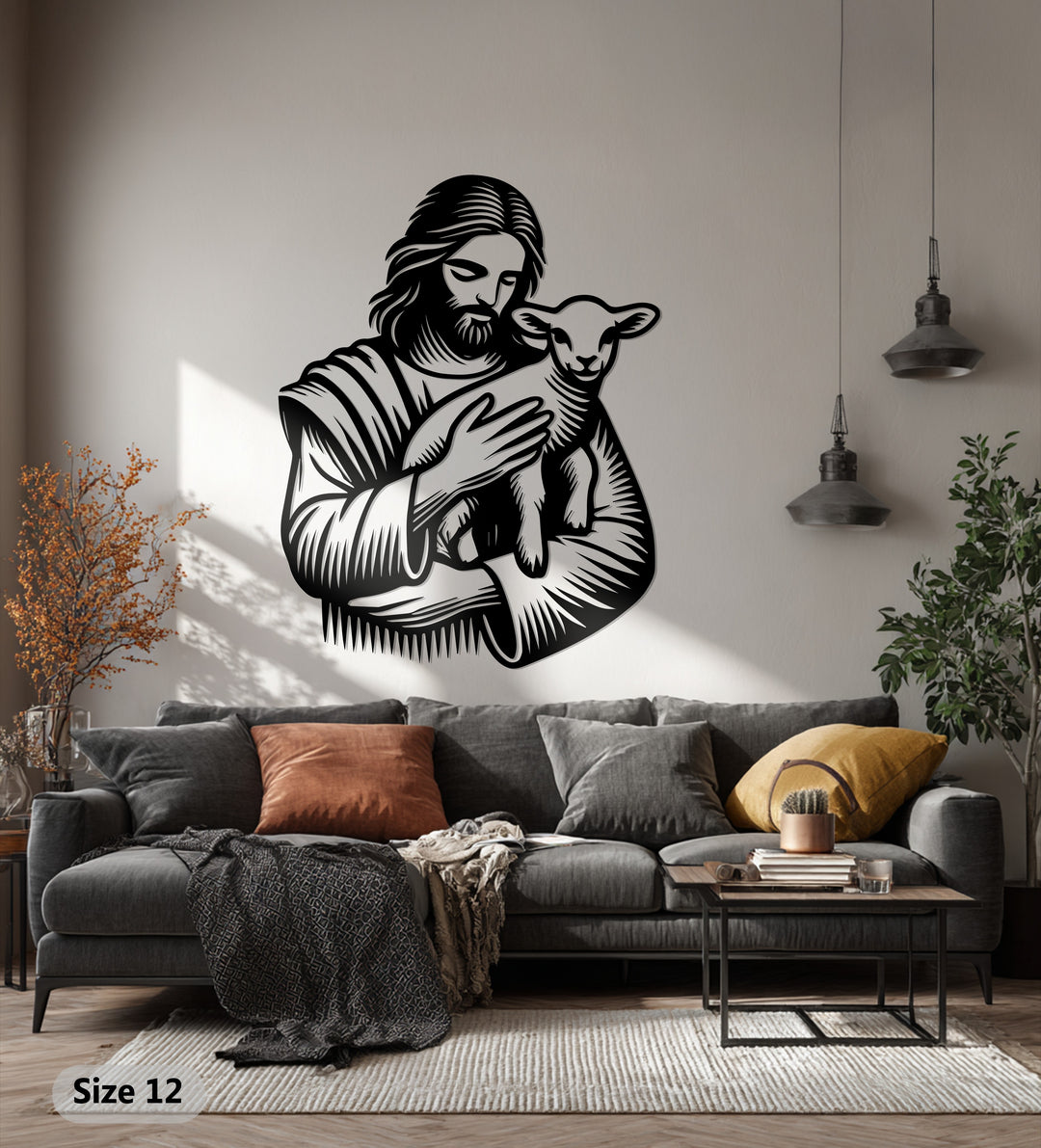 Jesus with Lamb – Christian Metal Wall Art