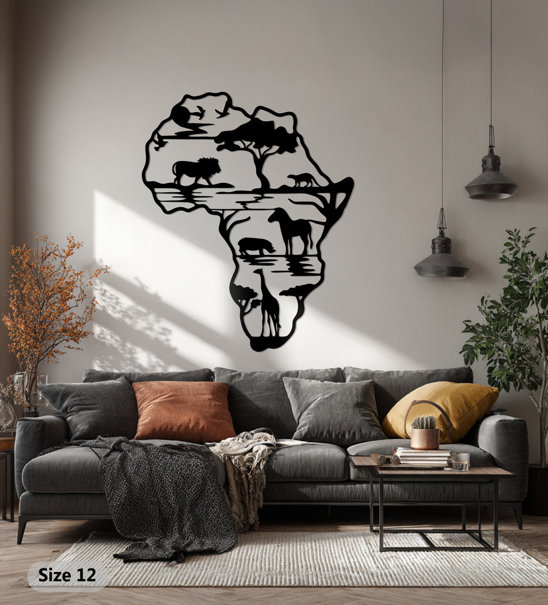 African Wilderness – Safari Silhouette Metal Wall Art
