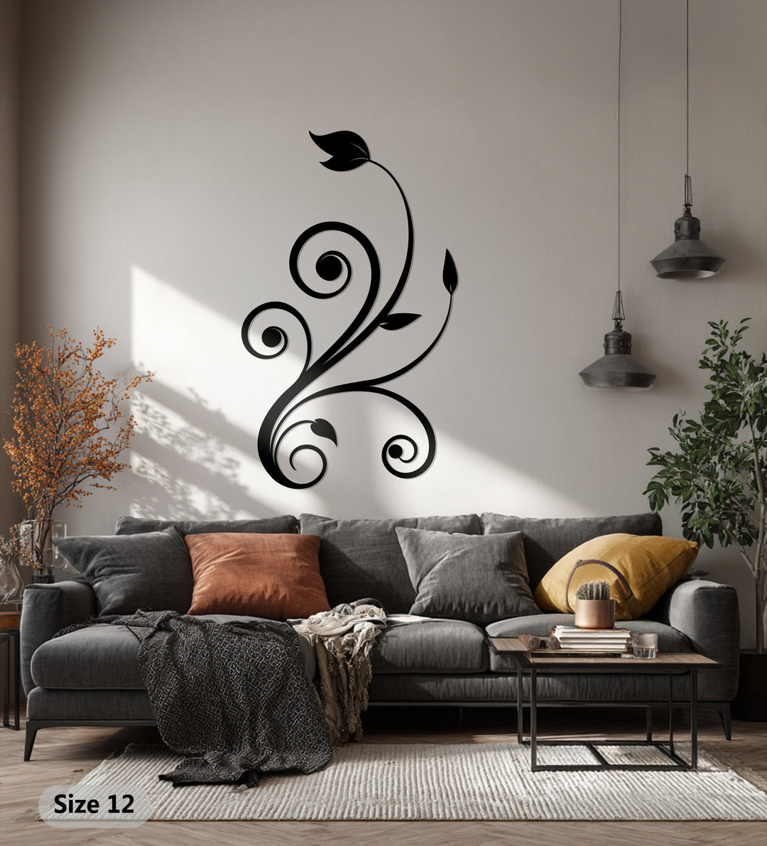 Swirl botanical metal wall decoration