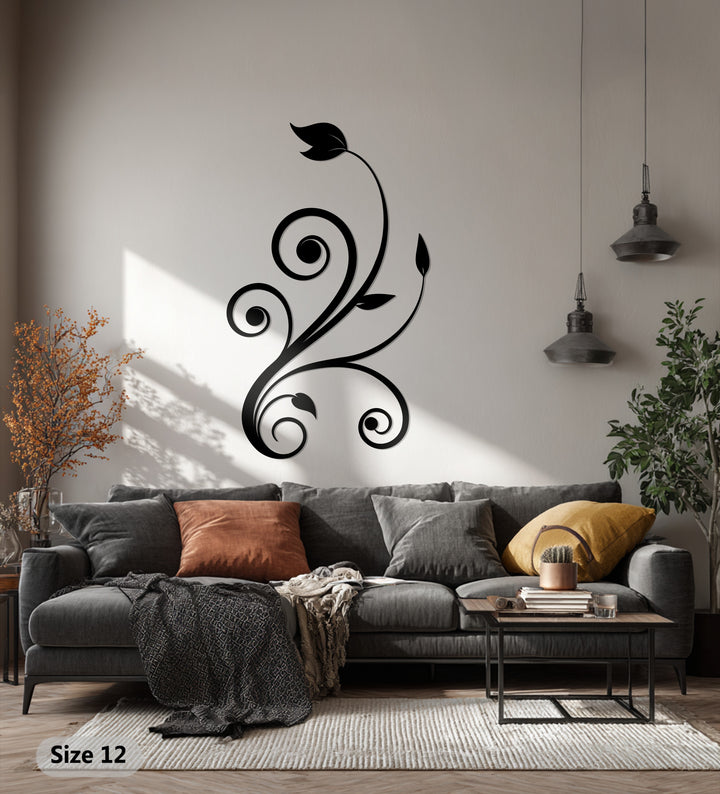 Swirl botanical metal wall decoration