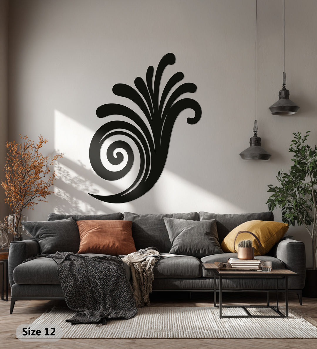 Spiral Wave Metal Wall Art – Black Modern Wall Sculpture