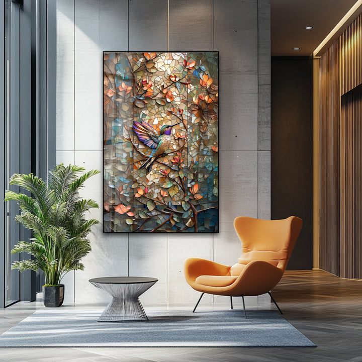 Radiant Hummingbird – Stained Glass Wall Art