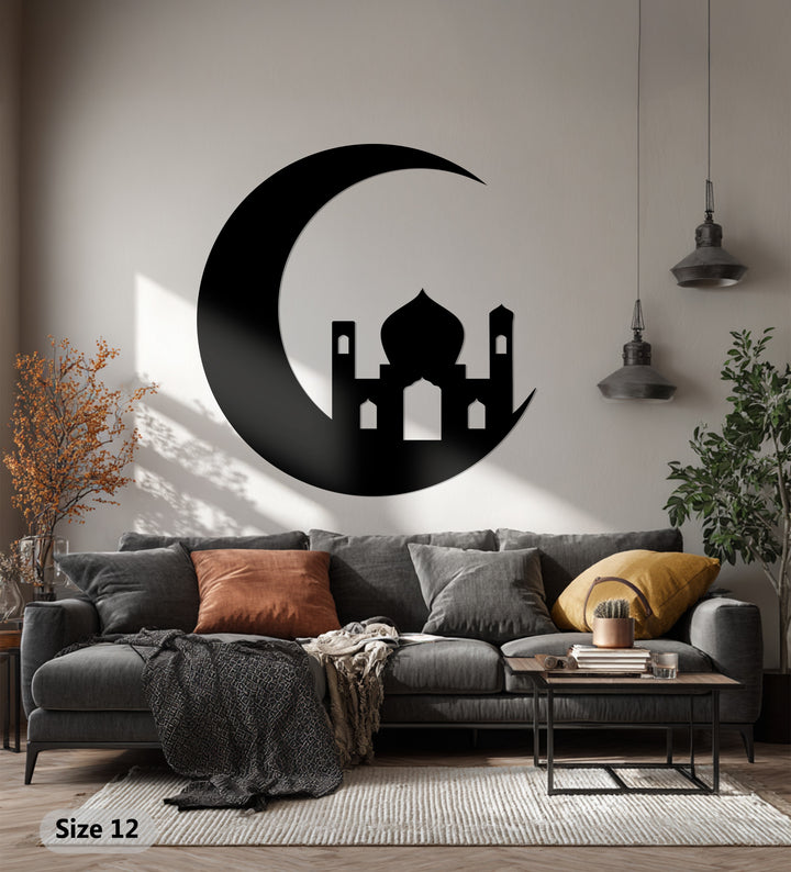 Moon and mosque metal wall art Ramadan