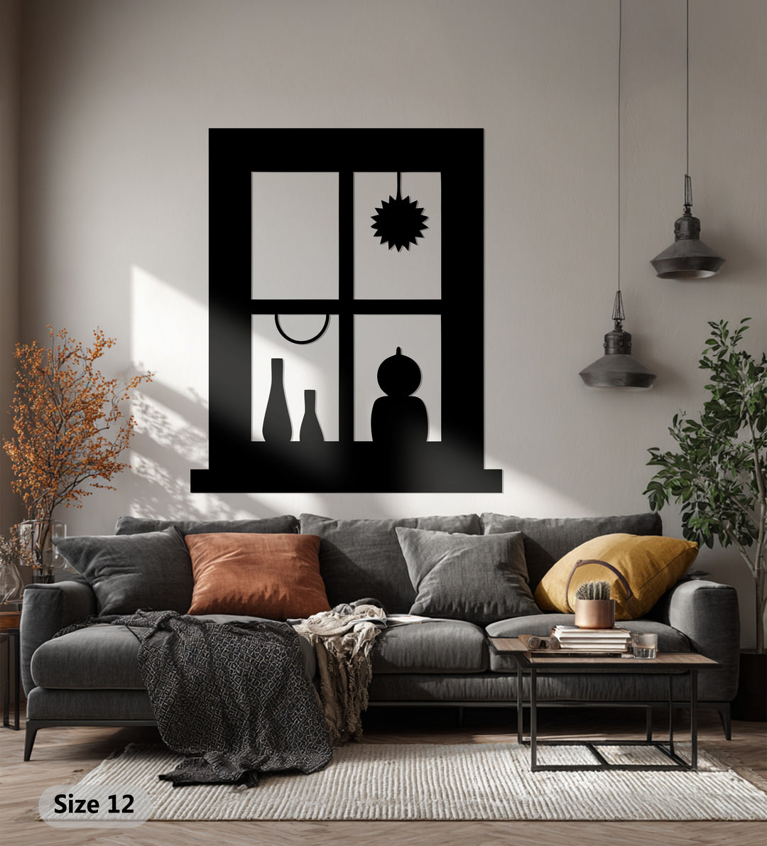 Square Window Metal Wall Art – Modern Silhouette Home Decor
