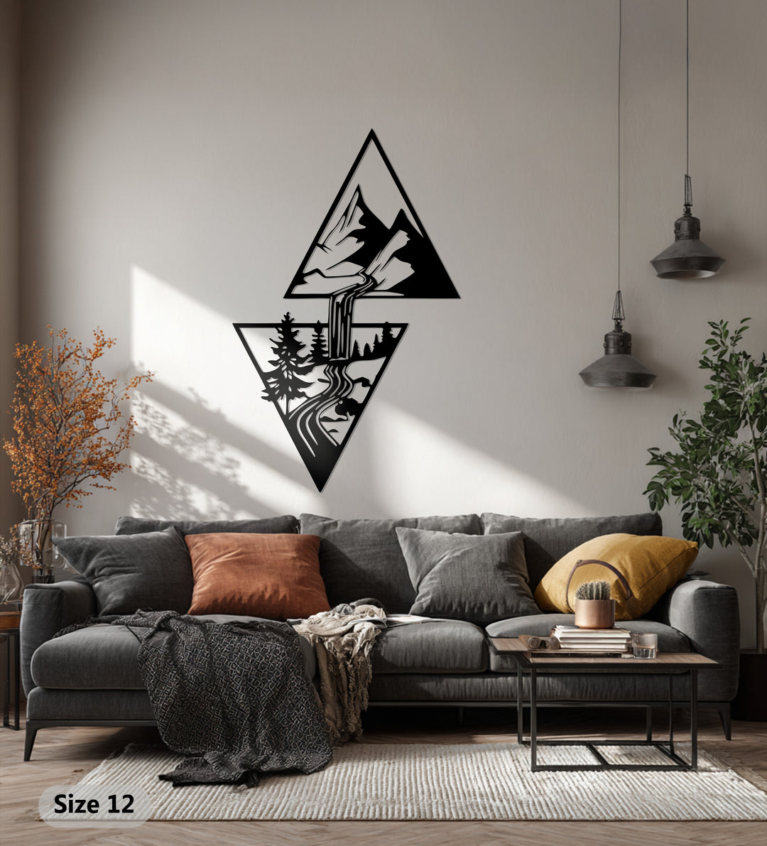 Mountain Cascade Metal Wall Art – Nature-Inspired Modern Home Decor