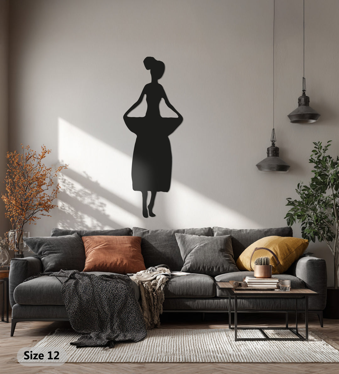 African Woman Metal Wall Art – Cultural Dance Silhouette