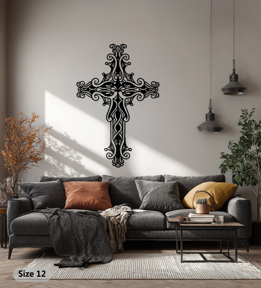 Graceful Filigree Cross – Ornate Christian Metal Wall Art