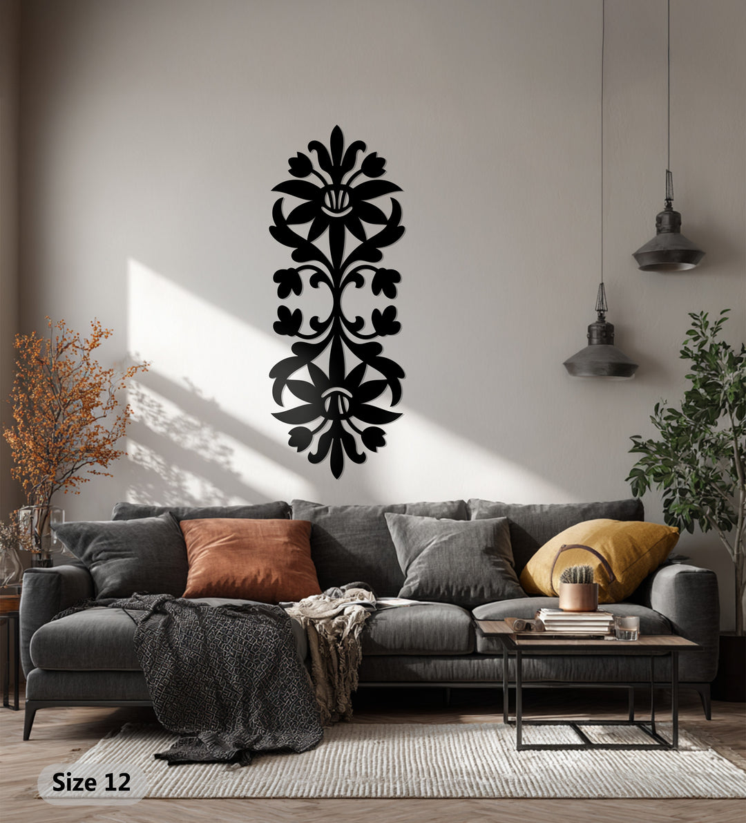 Armonia floreale – Nero elegante Decorazioni Murali in Metallo