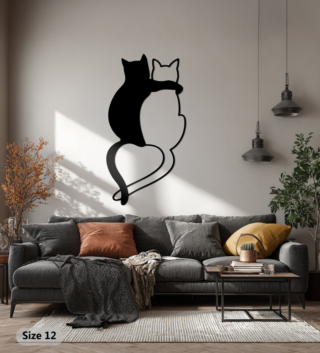 Loving Cats Silhouette – Minimalist Metal Wall Art