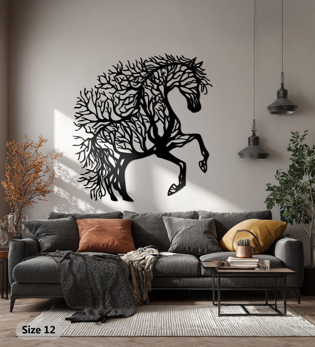 Majestic Tree Horse – Nature-Inspired Metal Wall Art