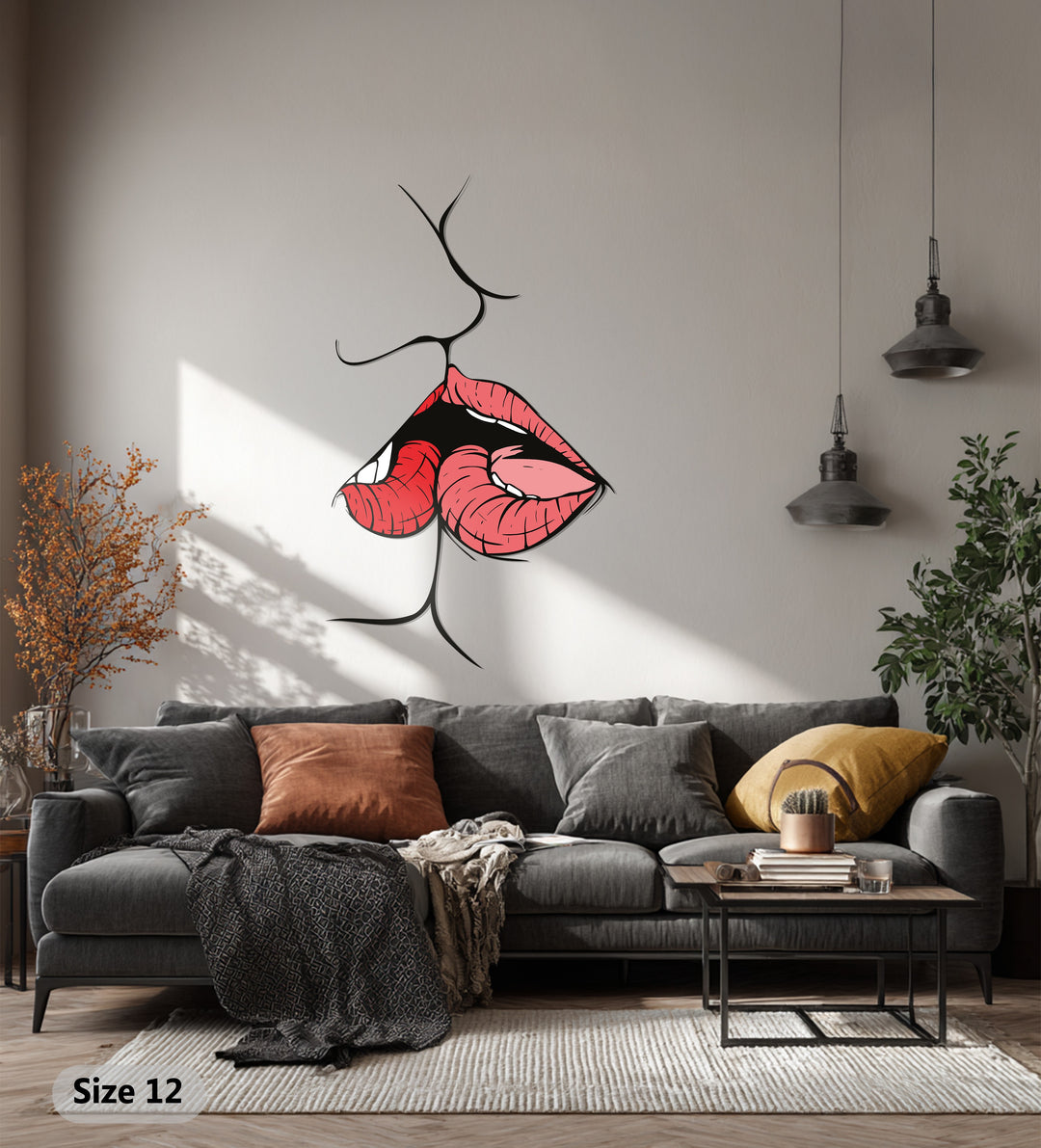 Lips Kiss Metal Wall Art – Sensual Modern Romantic Home Decor