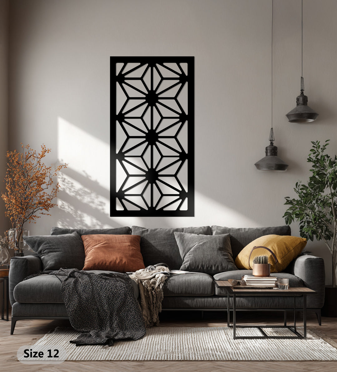 هندسة نجمية – نمط زهري عصري فن جداري معدني