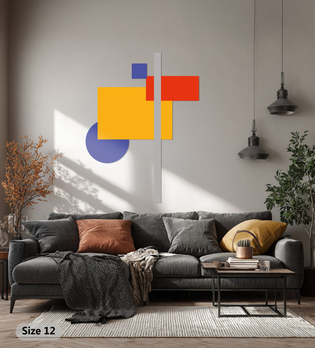 Modern Geometric Abstract Metal Wall Art – Color Block Home Decor