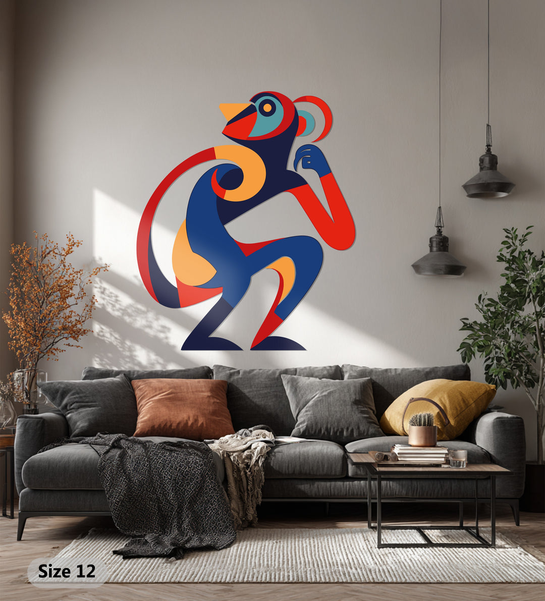 Playful Abstract Monkey Metal Wall Art – Colorful Modern Animal Decor