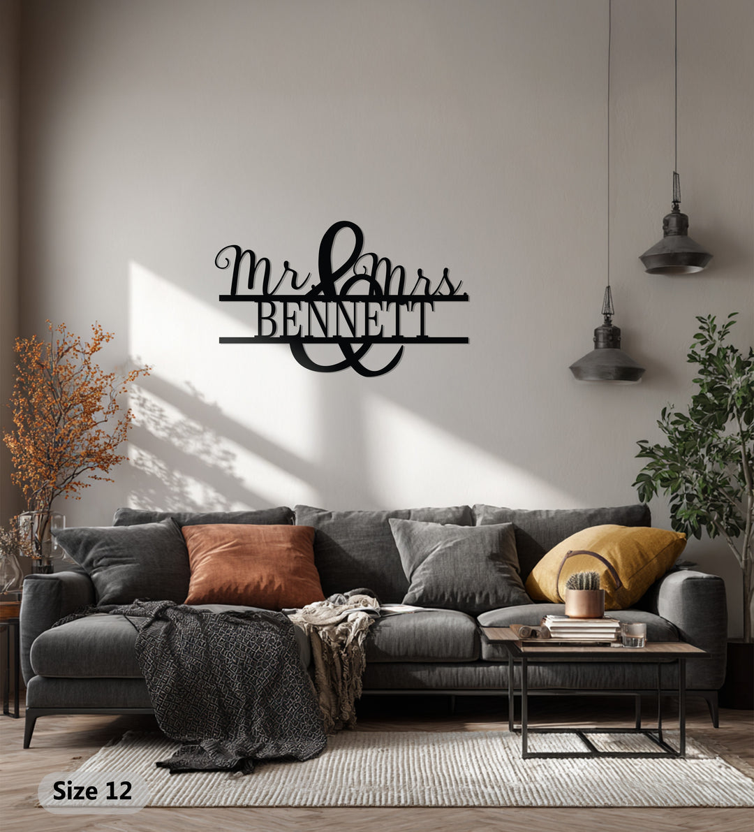 Mr & Mrs Sullivan Metal Wall Sign – Personalized Couple Name Decor