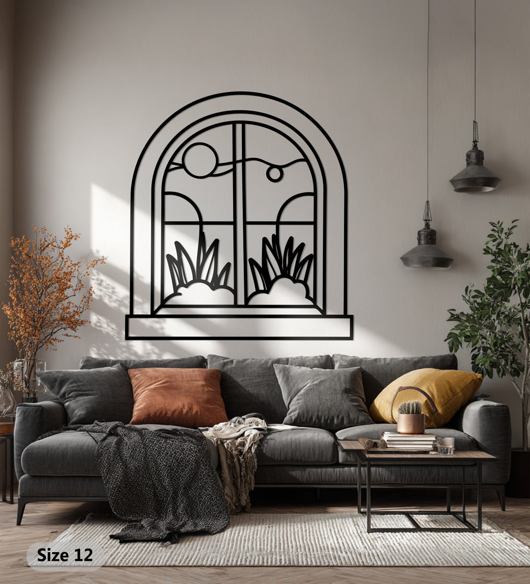Arched Scenic Window – Decorative Metal Wall Art with Nature View