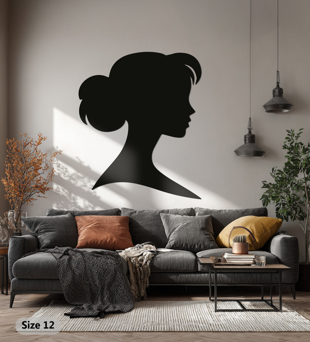 Woman Silhouette Metal Wall Art – Black Modern Wall Sculpture