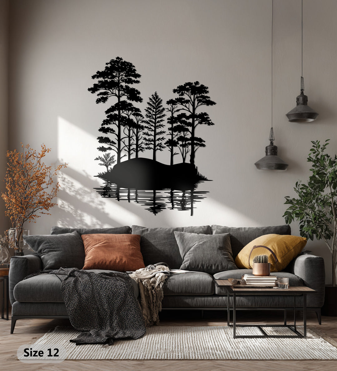 Tranquil Forest Reflection – Nature Landscape Metal Wall Art