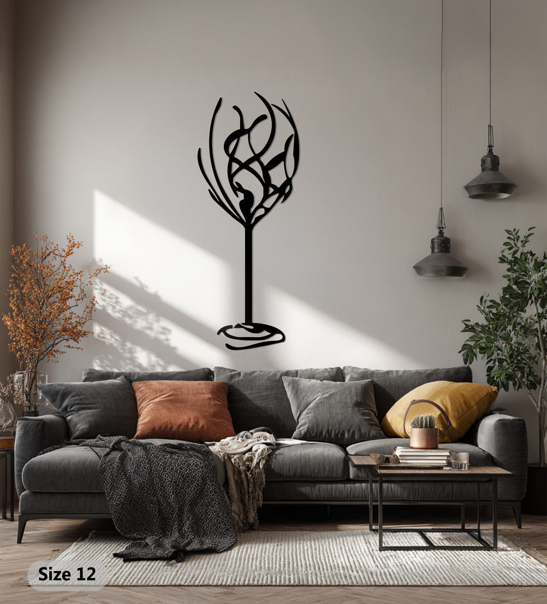 Abstract Wine Glass – Modern Metal Wall Art