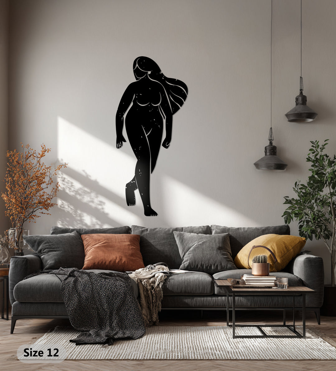Golden Female Silhouette Metal Wall Art – Minimalist Body Line Decor